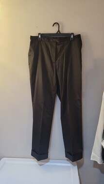 Black Satin Cuffed Straight Leg Trousers Size L